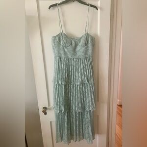Gianni Bini Tiered Midi Dress, Sage Green, Size 12